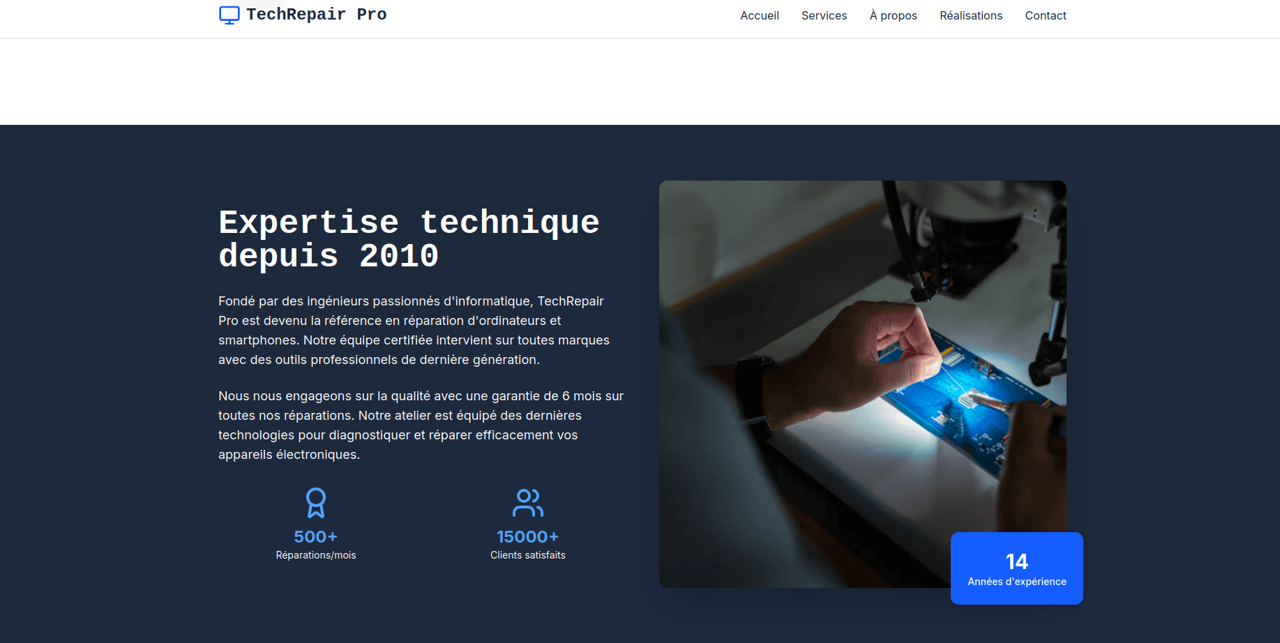 Aperçu de Template Réparation Ordinateur